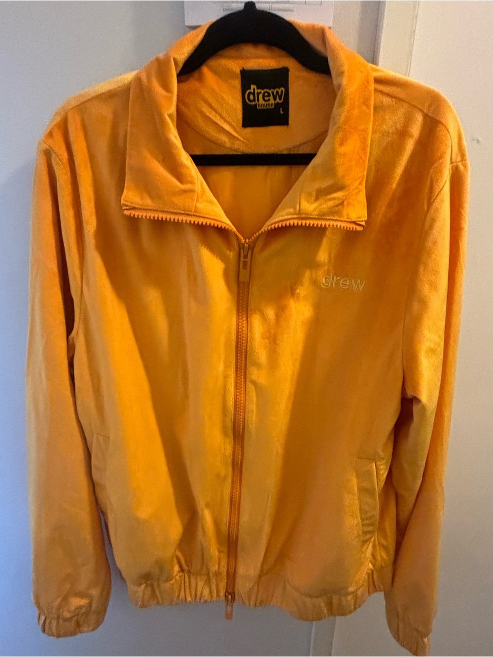 *RARE* Drew House Yellow Velour Track Jacket w/ Embroidered Back Logo - Large